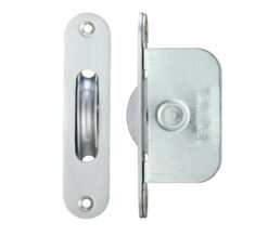 2 1/4" Wheel Sash Window Brass Ball Bearing Axle Pulley (Radius Forend), Satin Chrome -