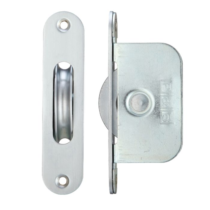 2 1/4″ Wheel Sash Window Brass Ball Bearing Axle Pulley (Radius Forend), Satin Chrome –