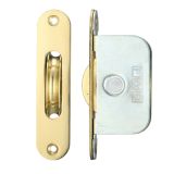 2 1/4" Wheel Sash Window Brass Ball Bearing Axle Pulley (Radius Forend), Polished Brass -