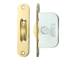 2 1/4" Wheel Sash Window Brass Ball Bearing Axle Pulley (Radius Forend), Polished Brass -
