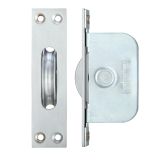 2 1/4" Wheel Sash Window Brass Ball Bearing Axle Pulley (Square Forend), Satin Chrome