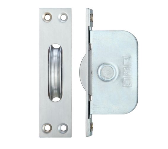 2 1/4″ Wheel Sash Window Brass Ball Bearing Axle Pulley (Square Forend), Satin Chrome