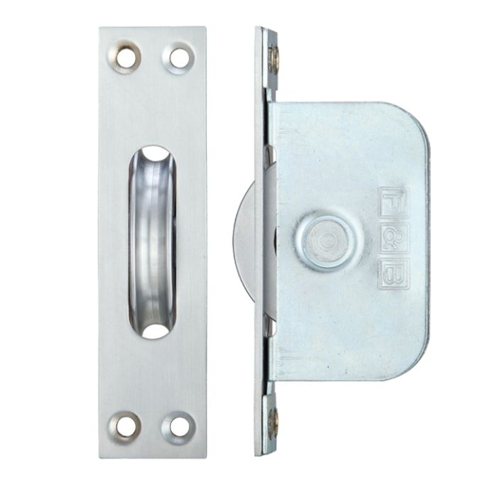2 1/4″ Wheel Sash Window Brass Ball Bearing Axle Pulley (Square Forend), Satin Chrome