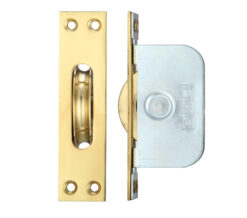 2 1/4" Wheel Sash Window Brass Ball Bearing Axle Pulley (Square Forend), Polished Brass -