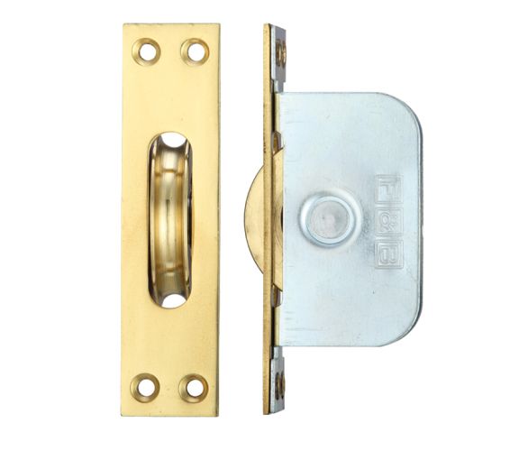 2 1/4″ Wheel Sash Window Brass Ball Bearing Axle Pulley (Square Forend), Polished Brass –