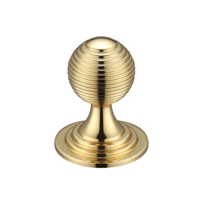 Queen Anne Ringed Cupboard Knob (25mm, 32mm OR 38mm), Polished Brass