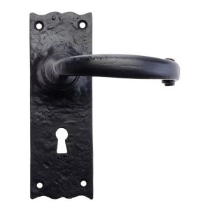 Traditional Door Handles On Backplate, Black Antique  (sold in pairs)