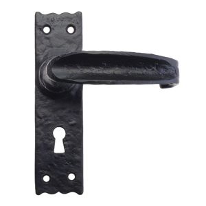 Traditional Slimline Door Handles On Backplate, Black Antique  (sold in pairs)