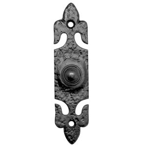 Bell Push With Fleur De Lys Plate (30mm x 127mm), Black Antique