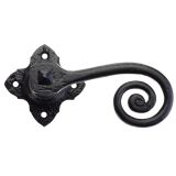 Curly Tail Lever On Square Rose, Black Antique  (sold in pairs)