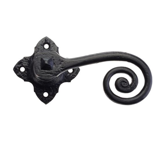 Curly Tail Lever On Square Rose, Black Antique  (sold in pairs)