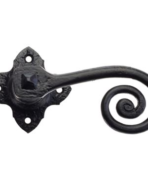 Curly Tail Lever On Square Rose, Black Antique  (sold in pairs)