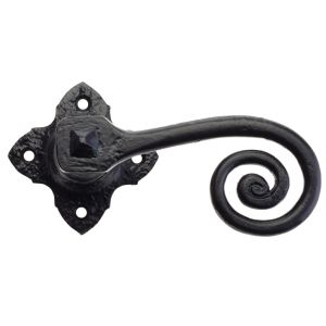 Curly Tail Lever On Square Rose, Black Antique  (sold in pairs)