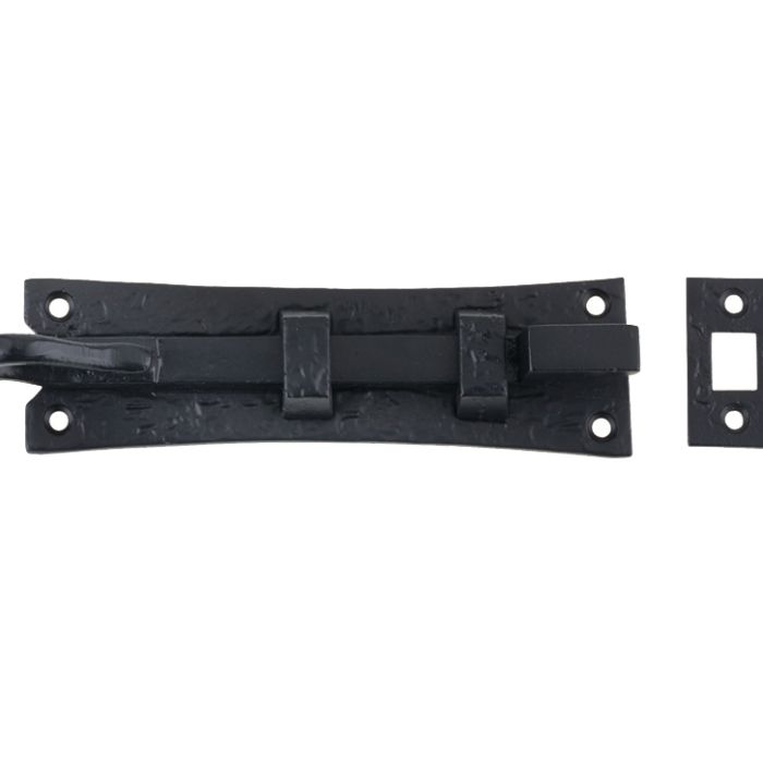 Cranked Curly Tail Door Bolt (6″), Black Antique