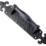 Pull Handle On Fleur De Lys Backplate (45mm x 254mm), Black Antique