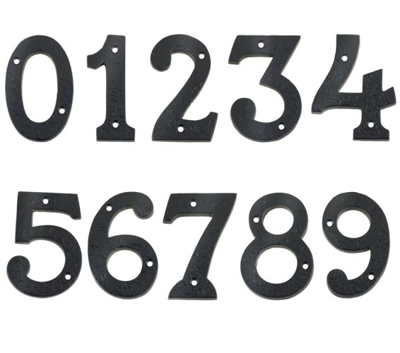 0-9 Numerals (102mm), Black Antique