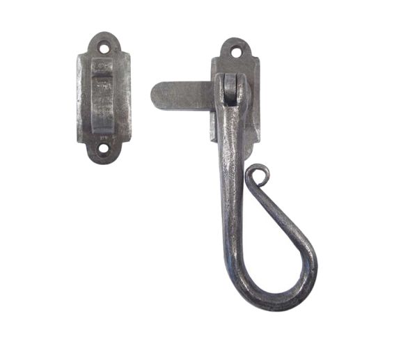 Handforged Shepherds Crook Casement Fastener (105mm x 33mm), Pewter
