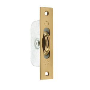 Sash Window Axle Pulley, Polished Brass With Brass Roller