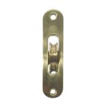 Sash Window Radiused Axle Pulley, Polished Brass With Brass Roller