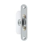 Sash Window Radiused Axle Pulley, Polished Chrome With Brass Roller