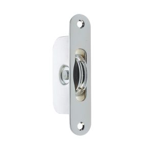 Sash Window Radiused Axle Pulley, Polished Chrome With Brass Roller