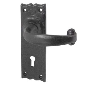 Regal Door Handles On Backplate, Black Antique (sold in pairs)