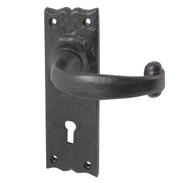 Regal Door Handles On Backplate, Black Antique (sold in pairs)