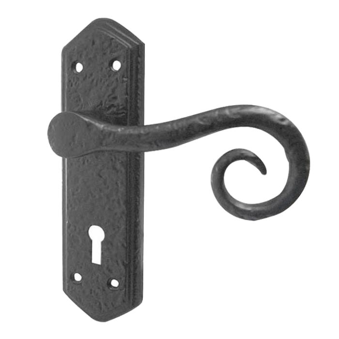Royal Door Handles On Backplate, Black Antique (sold in pairs)