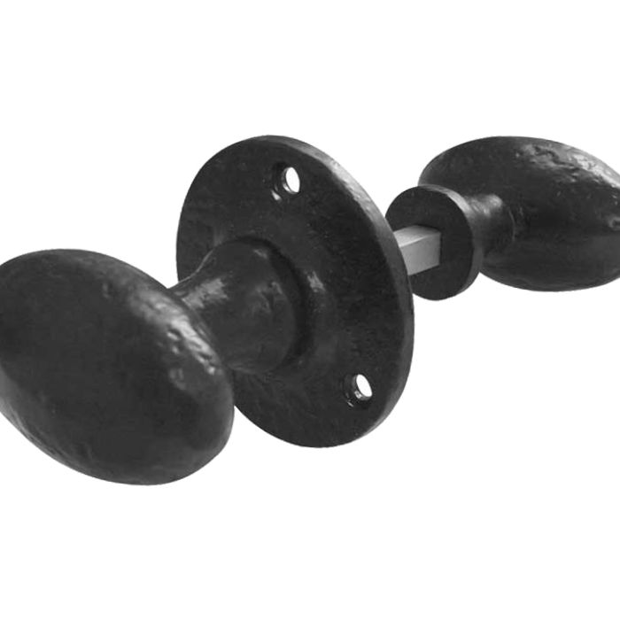 Oval Shape Rim Door Knobs, Black Antique