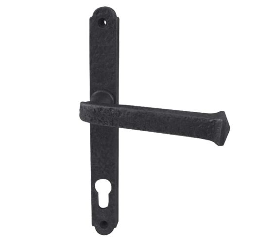 PVCu Lever Door Handles (240mm Backplate – 92mm C/C Euro Lock), Black Antique