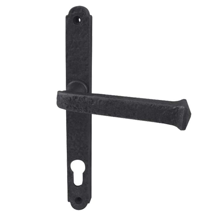 PVCu Lever Door Handles (240mm Backplate – 92mm C/C Euro Lock), Black Antique