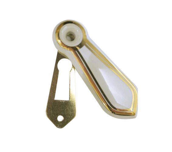 Porcelain Covered Standard Profile Escutcheons, White Porcelain With Goldline