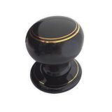 Porcelain Mortice Door Knobs, Goldline Black