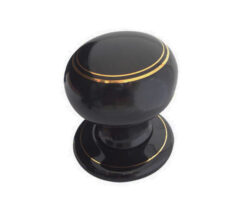 Porcelain Mortice Door Knobs, Goldline Black