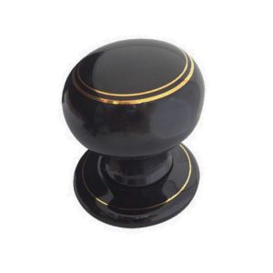 Porcelain Mortice Door Knobs, Goldline Black