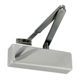 Standard Power Size 2-4 Overhead Door Closer With Black Arm, Polished Nickel