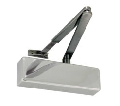 Standard Power Size 2-4 Overhead Door Closer With Black Arm, Polished Nickel