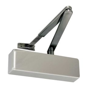 Standard Power Size 2-4 Overhead Door Closer With Black Arm, Silver Enamelled