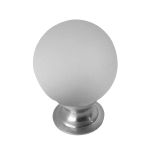 Frosted Glass Cupboard Door Knob, Satin Chrome