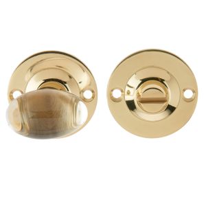 Glass Bathroom Turn & Release (36mm Rose Diameter), Polished Brass