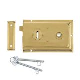 Reversible Rim Lock, Polished Brass