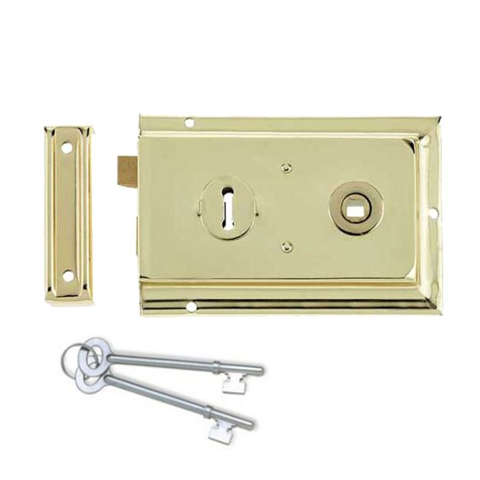 Reversible Rim Lock, Electro Brass