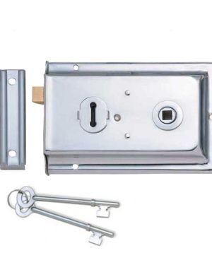 Reversible Rim Lock, Polished Chrome