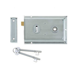 Reversible Rim Lock, Satin Chrome