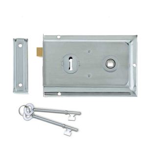 Reversible Rim Lock, Satin Chrome