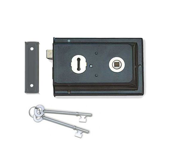 Reversible Rim Lock, Black