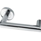 Carina Door Handles On Round Rose, Polished Stainless Steel (sold in pairs)