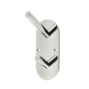 Hat & Coat Hook On Rounded Backplate, Polished Stainless Steel