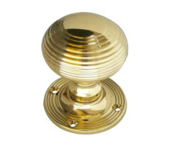 Reeded Mortice Door Knob, Polished Brass (sold in pairs)
