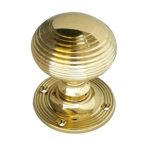 Reeded Mortice Door Knob, Polished Brass (sold in pairs)